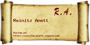 Reinitz Anett névjegykártya